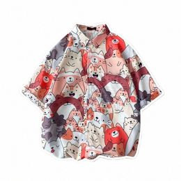 Été imprimé chemise décontractée hommes femmes Hawaii manches courtes Anime Carto graphique chemises de plage Japon style floral vêtements surdimensionnés I7PG #
