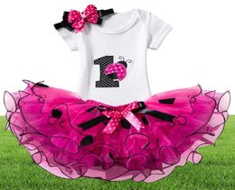 Trajes de impresión de verano 3pcs trajes para niñas vestidos de niñas de 1 año ropa de cumpleaños lunares ropa de niña para niña vestida recién nacida q8492439