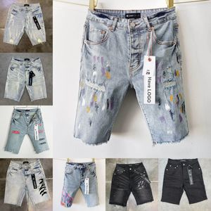 Zomer paarse merk jeans korte heren korte designer jeans rechte gaten casual zomer nachtclub blauwe ksubi jeans shorts shorts broek gat stijl luxe patch hetzelfde