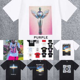 Summer Purple Men s Women T-Shirts Designer Shirts Cotton Loose Casual Graphic Tee Vêtements Huile Paint