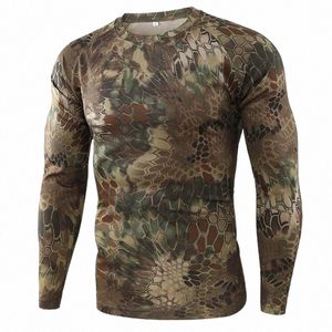 Été séchage rapide Camoue T-shirts respirant manches Lg vêtements militaires chasse en plein air randonnée Cam escalade chemises T9NY #