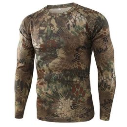 Été Camouflage à séchage rapide T-shirts Respirant à manches longues Vêtements Militaires Chasse En Plein Air Randonnée Camping Escalade Chemises 220309