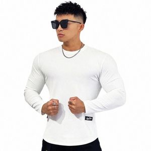 T-shirt à manches LG à séchage rapide pour hommes d'été avec motif vertical en plein air haut décontracté jogger fitn vêtements de sport T8VM #