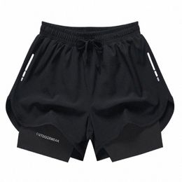 Short de sport à séchage rapide d'été Basketball pour hommes Marath Running Fitn Natation GYM Double couche Pantalon à trois points Nouveau y2Mz #