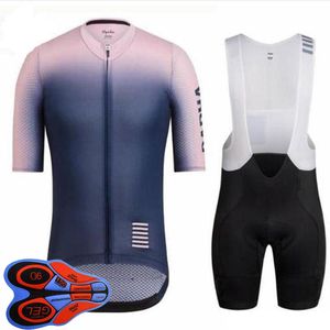 Zomer Rapha Team Mens Korte Mouw Cycling Jersey Bib Shorts Set MTB Fiets Uniform Outdoor Sportwear Ropa Ciclismo S21040630