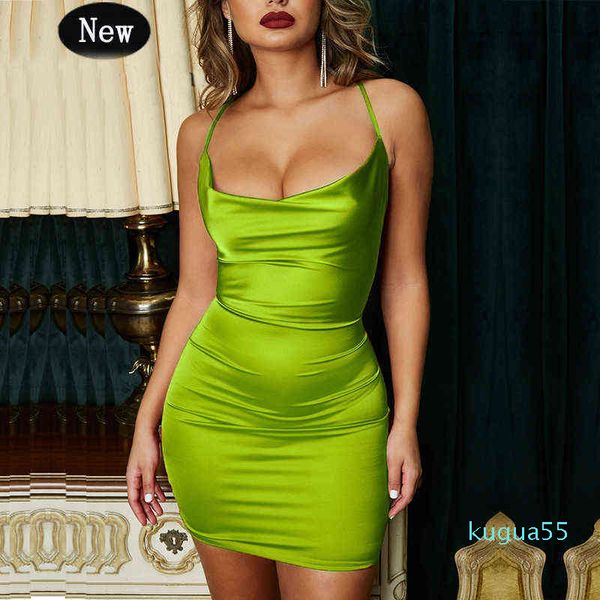 Été rouge et vert satin jupe léopard serré minijupe sexy fête et discothèque Y2K robe pour femmes