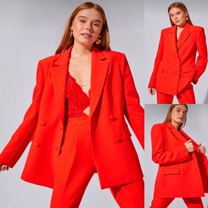 Zomer Rode Vrouwen Blazer Street Power Past Leisure Losse Avond Party Robe Outfit Wedding Wear 2 Pieces