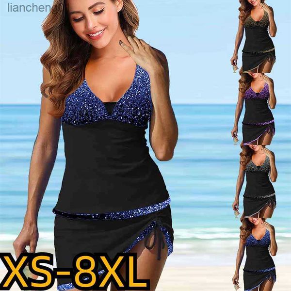 Summer Regular Tankini Nuevo diseño de impresión Monokini Mujeres Traje de baño Conjunto de dos piezas Traje de baño Bikini Set Ropa de playa Traje de baño L230619