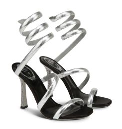 Zomer Rene Cleopatra Sandalen schoenen Goud Silver Snakeskin-gedrukte bredere riemen Caovilla's Crystal-ingelegde High Heels Party Evening Jurk Elegant Walking EU35-43