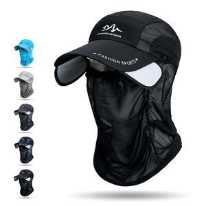 Été rétractable bord détachable cou Protection voile parasol casquette de Baseball hommes extérieur résistant au soleil visage couverture à séchage rapide chapeau