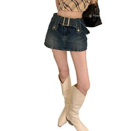 Zomer retro dames hoge taille slanke denim jeans culotte bodycon mini short desinger rok s m l xl