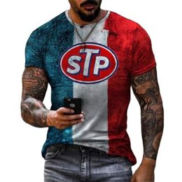 Verão retro stp 3d impresso tshirts de secagem rápida em torno do pescoço manga curta tamanho grande moda camisetas de grandes dimensões para roupas masculinas 220235n