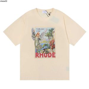 Zomer rhude Merk Gedrukt t shrit Mannen Vrouwen Ronde Hals designer shirt Lente Zomer High Street Style Kwaliteit Top poloshirt RHUDE Aziatische maat S-XL