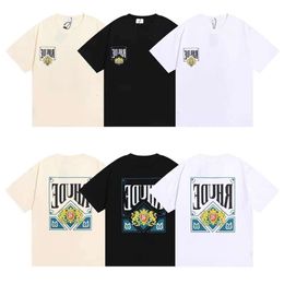 Summer Rhude Tshirt Rhude Sleeve Street American Street Fashion Brand Summer Men Femmes Gender Cards à jouer gratuits imprimés en coton en vrac Fashion