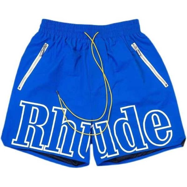 Verano Rhudes Hombres Quick Spindry Hombre Playa Pantalón Diseñadores Longitud para hombre Hip Hop High Street Deportes Pantalones de entrenamiento Pantalones cortos de cintura elástica Tamaño EE. UU. SXL