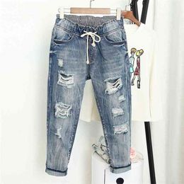 Zomer Ripped Boyfriend Jeans voor Dames Mode Losse Vintage Hoge Taille Plus Size 5XL Pantalones Mujer Vaqueros Q58 210915