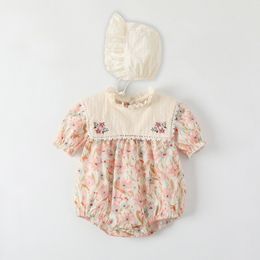 Mamelucos de verano Ropa para bebés recién nacidos con sombrero Bebé recién nacido Mameluco Traje de niña Monos Ropa Mono Mono para niños Traje para bebés E1td #