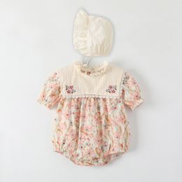 Barboteuses d'été bébé vêtements nouveau-né avec chapeau infantile nouveau-né barboteuse fille costume salopette vêtements combinaison enfants body pour bébés tenue P8IA #