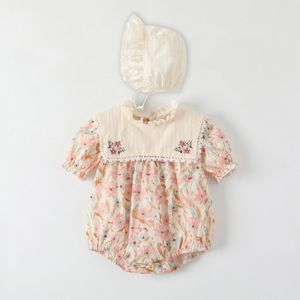 Barboteuses d'été bébé vêtements nouveau-né avec chapeau infantile nouveau-né barboteuse fille costume salopette vêtements combinaison enfants body pour bébés tenue a82O #