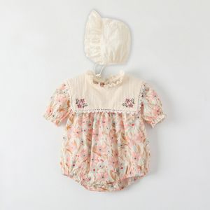 Barboteuses d'été bébé vêtements nouveau-nés avec chapeau infantile nouveau-né barboteuse fille costume salopette vêtements combinaison enfants body pour bébés tenue E1td #