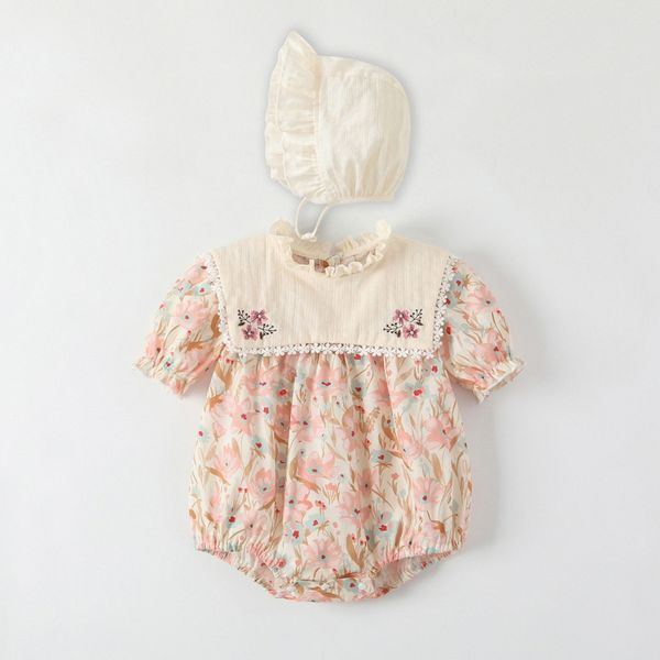 Barboteuses d'été bébé vêtements nouveau-né avec chapeau infantile nouveau-né barboteuse fille costume salopette vêtements combinaison enfants body pour bébés tenue a82O #