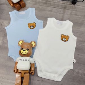 Barboteuses d'été pour bébé marque ours en peluche 100% coton gilet sans manches combinaisons nouveau-né fille garçon vêtements 0-24M