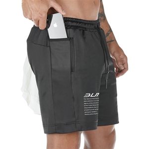 Été Running Shorts Hommes 2 en 1 Sports Jogging Fitness Formation Séchage Rapide s Gym Sport gym Pantalon Court 220425