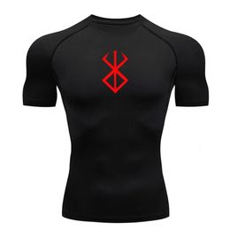 T-shirt de course d'été Men de compression de compression à manches courtes sports de gym