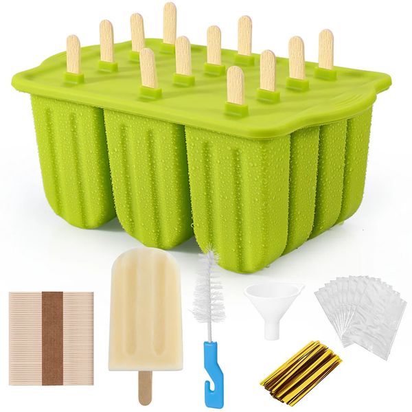 Outils de crème glacée d'été S avec bâtons en bois moule à popsicle en silicone mini mini.