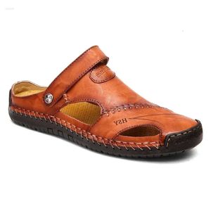 Été S S Men et sandales printemps grande taille Trendy Geothesine Le cuir plage chaussures de plage décontractées chaussures à chaussure
