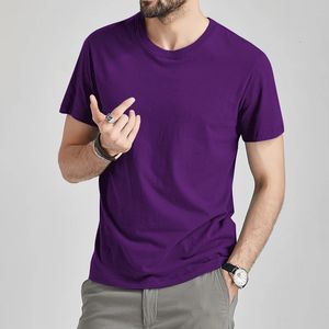 Vente d'été T-shirts Homme Garçon T-shirts Hommes T-shirt Femmes Plaine Marque Solide Coton Sport Violet Fille Court Top T-shirts Femme Dame 240307