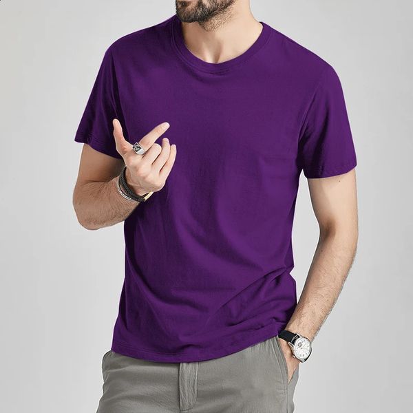 Vente d'été T-shirts Homme Garçon T-shirts Hommes T-shirt Femmes Plaine Marque Solide Coton Sport Violet Fille Court Top T-shirts Femme Dame 240305