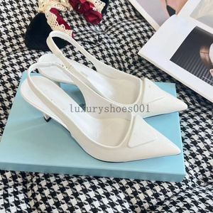 Zomer sandaal dames hoge hakken Geborsteld leer slingback pumps lakleer sling back schoenen puntige neus jurk feest bruiloft luxe ontwerper maat 35-40 3.7 05