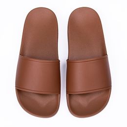 jordab Sandales et pantoufles d'été pour hommes et femmes, en plastique, à usage domestique, plates, souples, décontractées, marron