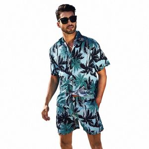 Verano Sanya Wind Traje de hombre de secado rápido puede estar debajo del agua Seaside Vacati Fr Shorts Casual Solapa Butt Shirt c0wV #