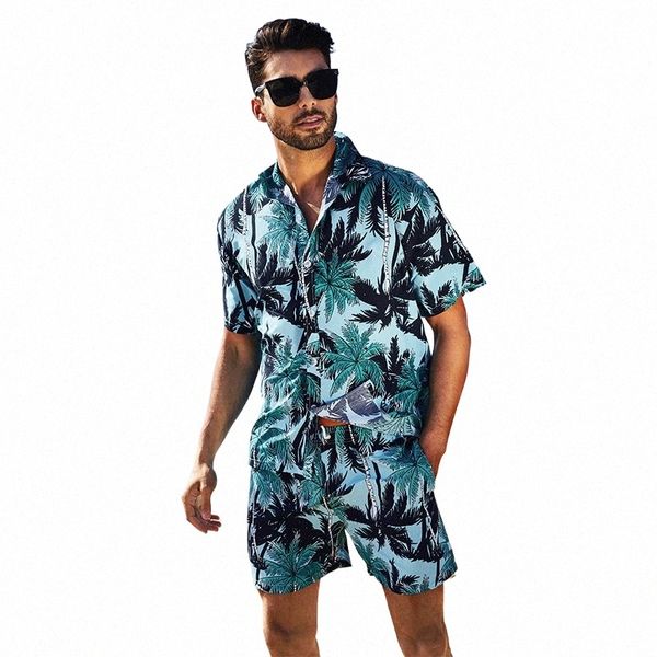 Verano Sanya Wind Traje de hombre de secado rápido puede estar debajo del agua Seaside Vacati Fr Shorts Casual Solapa Butt Shirt c0wV #