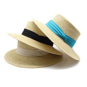 Gorra de playa de mar de verano para mujeres y niñas, gorras de paja de hierba, sombreros de ala ancha para mujer, sombrero de protección solar de viaje a la moda para mujer, sombrero para mujer 2022