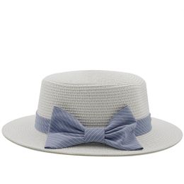 Zomer strand cap vrouwen strik gras stro caps vrouw platte rand hoeden moeder en dochter zon hoed meisjes dames mode reizen sunhat sunhats 2022 groothandel