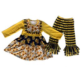 Vente d'été série de vêtements pour enfants petites filles boutique robes à manches longues et tailleurs-pantalons mode 240326