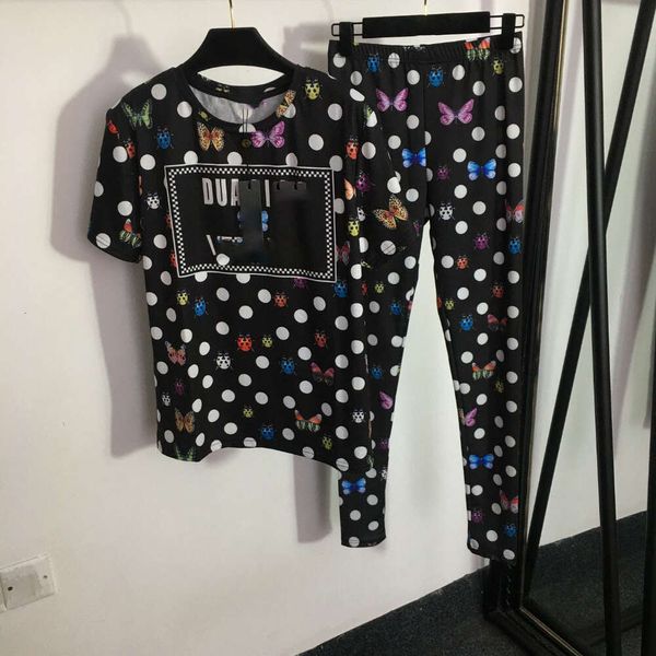 Se sept étoiles Ladybug papillon imprimé t-shirt à manches courtes décontractées + sous-pants élastiques élastiques