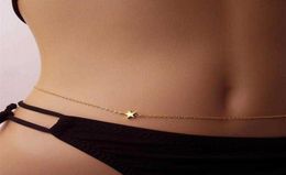 Verano Sexy estrella dorada cuerpo cintura vientre cadena Simple joyería de playa para mujeres Boho Bikini cuerpo joyería Bijoux27357530627