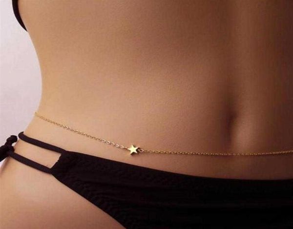 Été sexy Gold Star Body Body Chain de ventre simple Bijoux de plage simple pour les femmes Boho Bikini Body Bijoux Bijoux27355137269