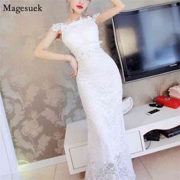 Été Sexy Dentelle Solide Robe blanche Femme Modycon Femme Sirène Fête de mariage ES pour Robe Vestidos 9401 210512