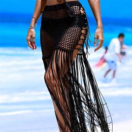 Verano Sexy mujer traje de baño Bikini cubrir malla pura playa Mini falda envolvente Sarong Pareo traje de baño cubrir Ups falda 220527