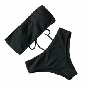 Verano Mujeres atractivas Traje de baño Bikini Set Sujetador Lazo Lado G-String Thg Playa Triángulo Traje Traje de baño Traje de baño Traje de baño 92zF #