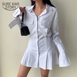 Robe chemise d'été pour femmes vêtements sexy simple boutonnage couleur unie mini robe plus taille femme dersses robe femme 13854 210527