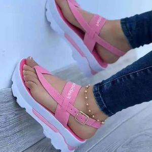 Zapatillas de verano 2024 Sandalias de mujeres Plataforma de talla de talla de talla de cuña Corrección de Roman Roman Corrección Romana de Toe de Sandaleas de Muj E93