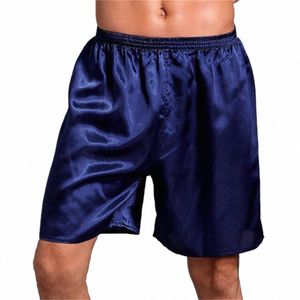 Short court d'été pour Homme, sous-vêtement ample en Satin de soie, bas de sommeil, Boxer doux, vêtements de nuit, Z69B #