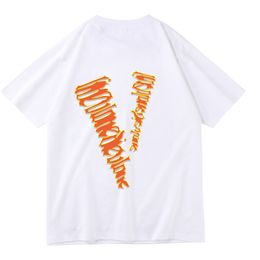 Verano manga corta camisetas gráficas Osos Material de algodón Camisetas para hombres High Street Tee Ropa Estación europea para hombre clásico color sólido V letra bordado Y1