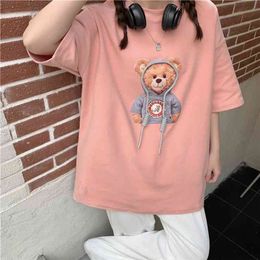 Zomer Korte Mouw grafische Tees Losse Fit Casual Vrouw T-shirts Leuke Ronde Hals Modieuze Dameskleding Koreaanse stijl 210623